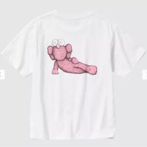 KAWS x Uniqlo Short Sleeve White/ Pink T-Shirt, Size Medium NWT
